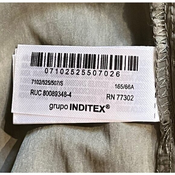 ZARA Grupo Inditex Khaki Olive Green Wide Leg Cargo Baggy Pants Trousers - Picture 9 of 10